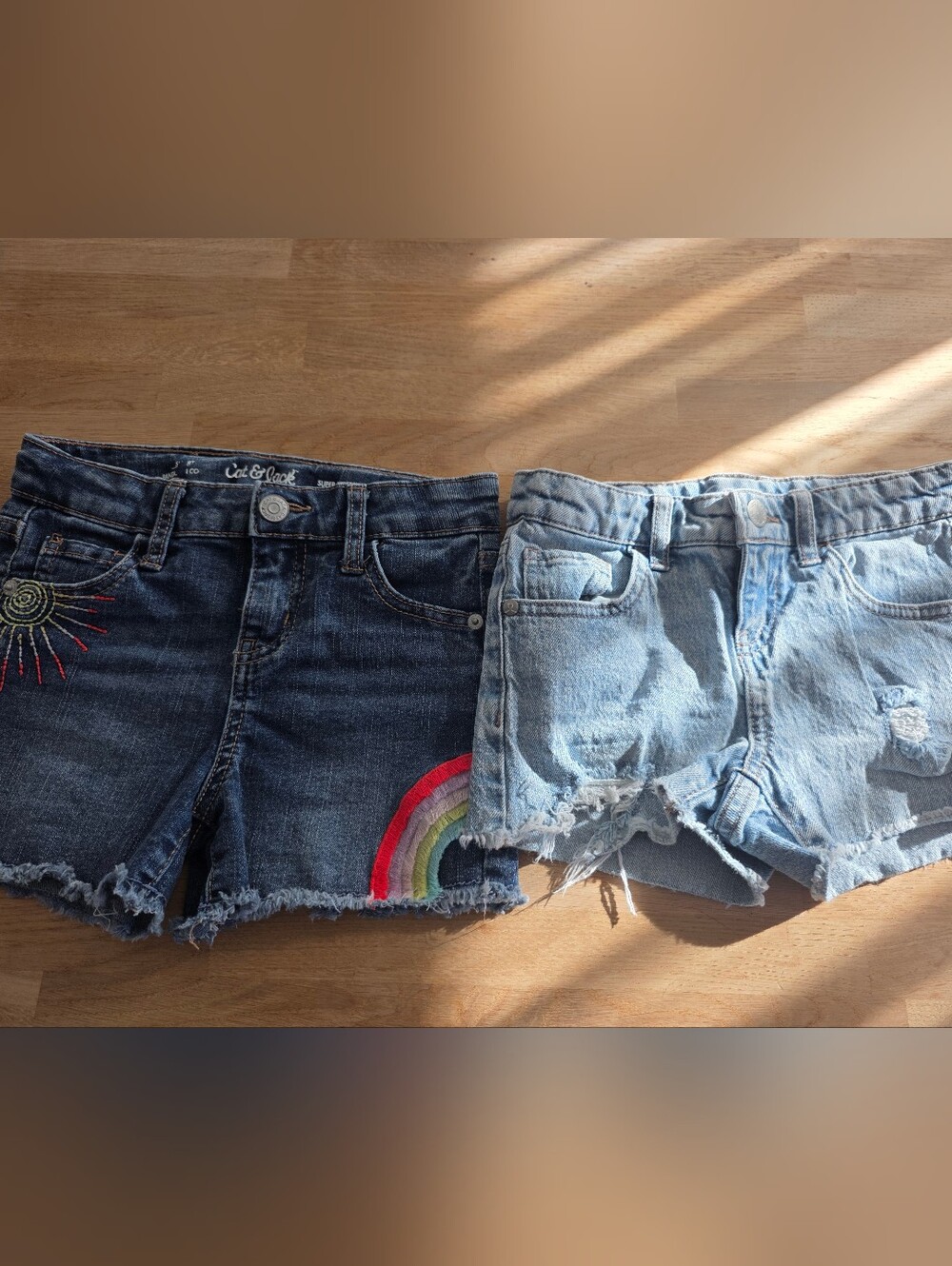 Cat & Jack Girls' Dark Wash Denim Jean Shorts Sz Small 6X & 6/7 EUC